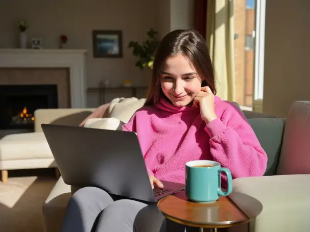 Creator filling out a profile on a laptop at home