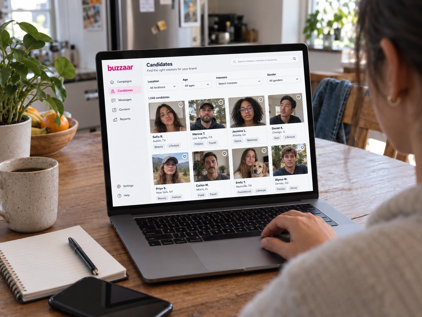 Brand manager workspace with audience targeting dashboard
